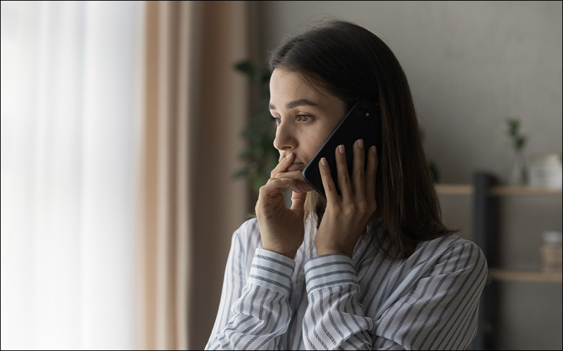 Woman on phone.