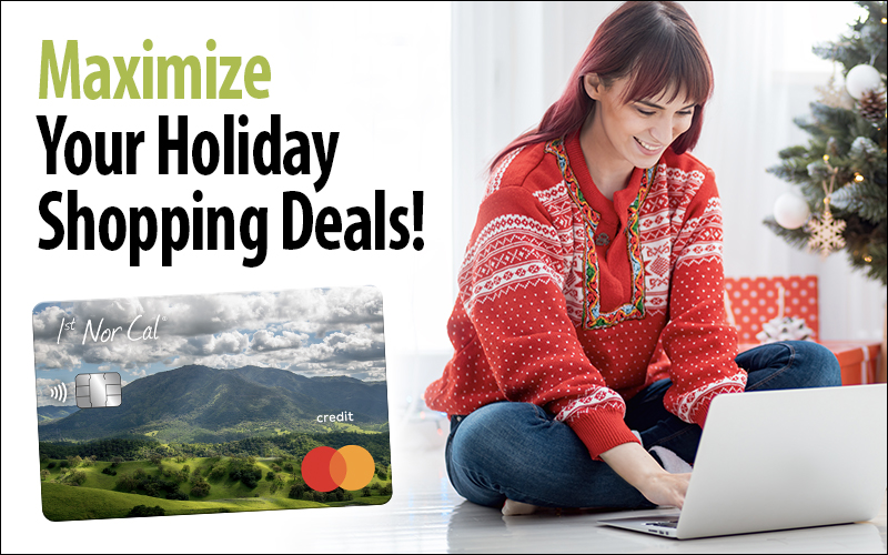 Maximize Your Holiday Shopping Deals! Woman on laptop smiling.