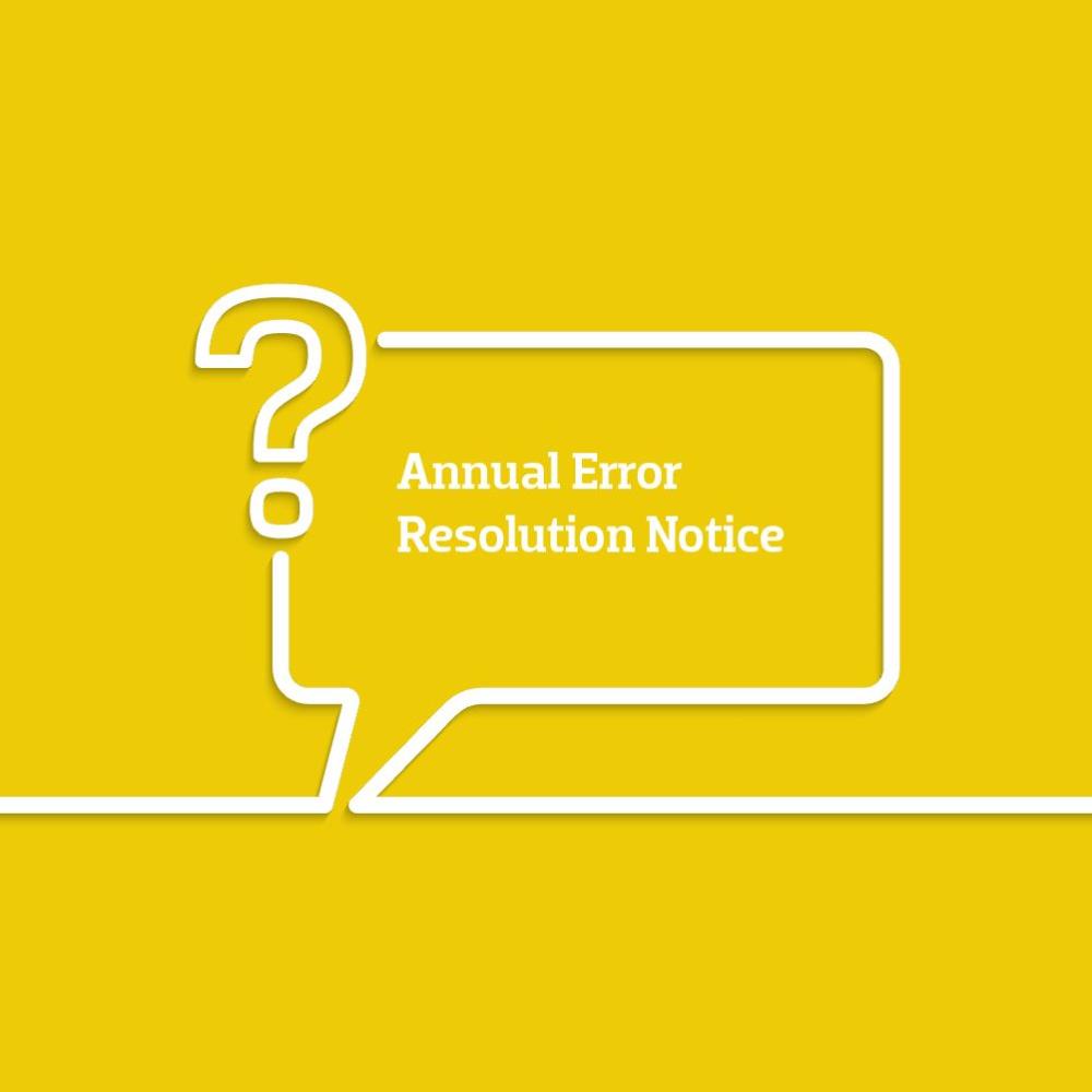Annual Error Resolution Notice