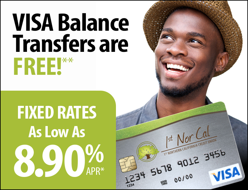 Visa balance transfers are free. Fixed rates as low as 8.90% APR.