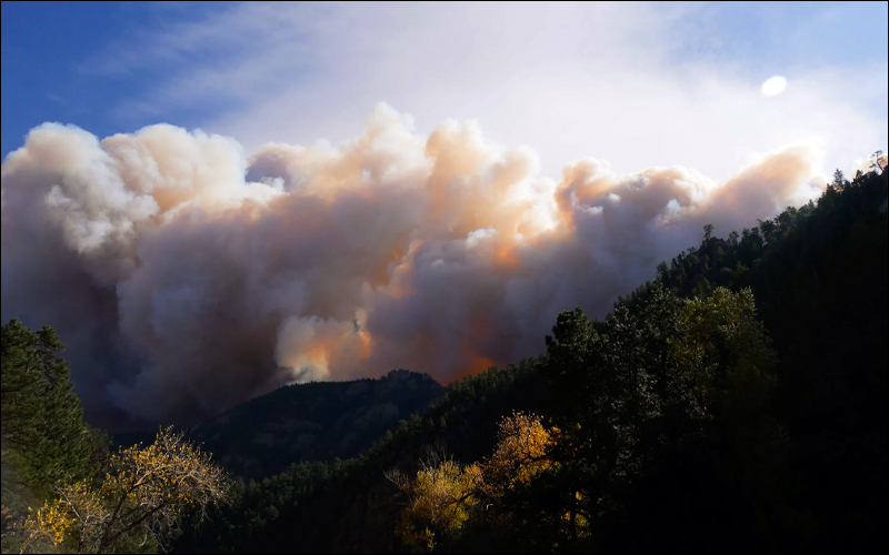 Wildfire on hilltop.