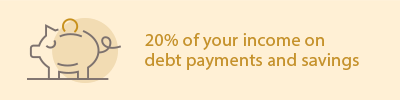20% of your income on debt payments and savings