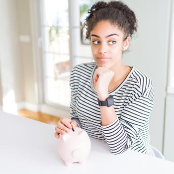Woman with a Piggy Bank