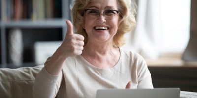 Woman giving thumbs up