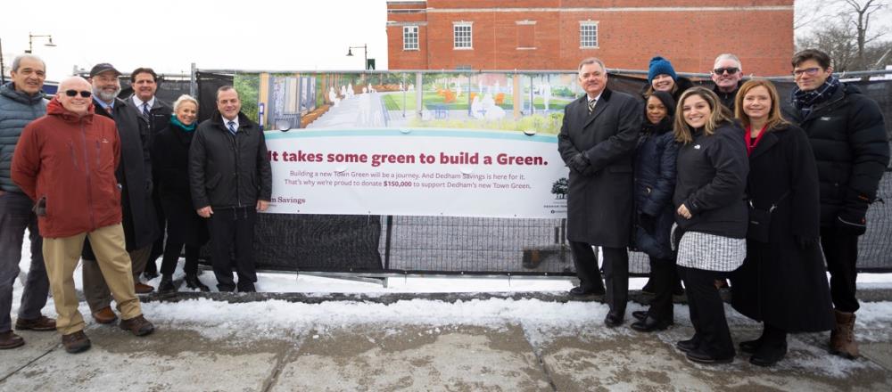 Members of the Friends of the Dedham Town Green and Dedham Savings Community Foundation board member