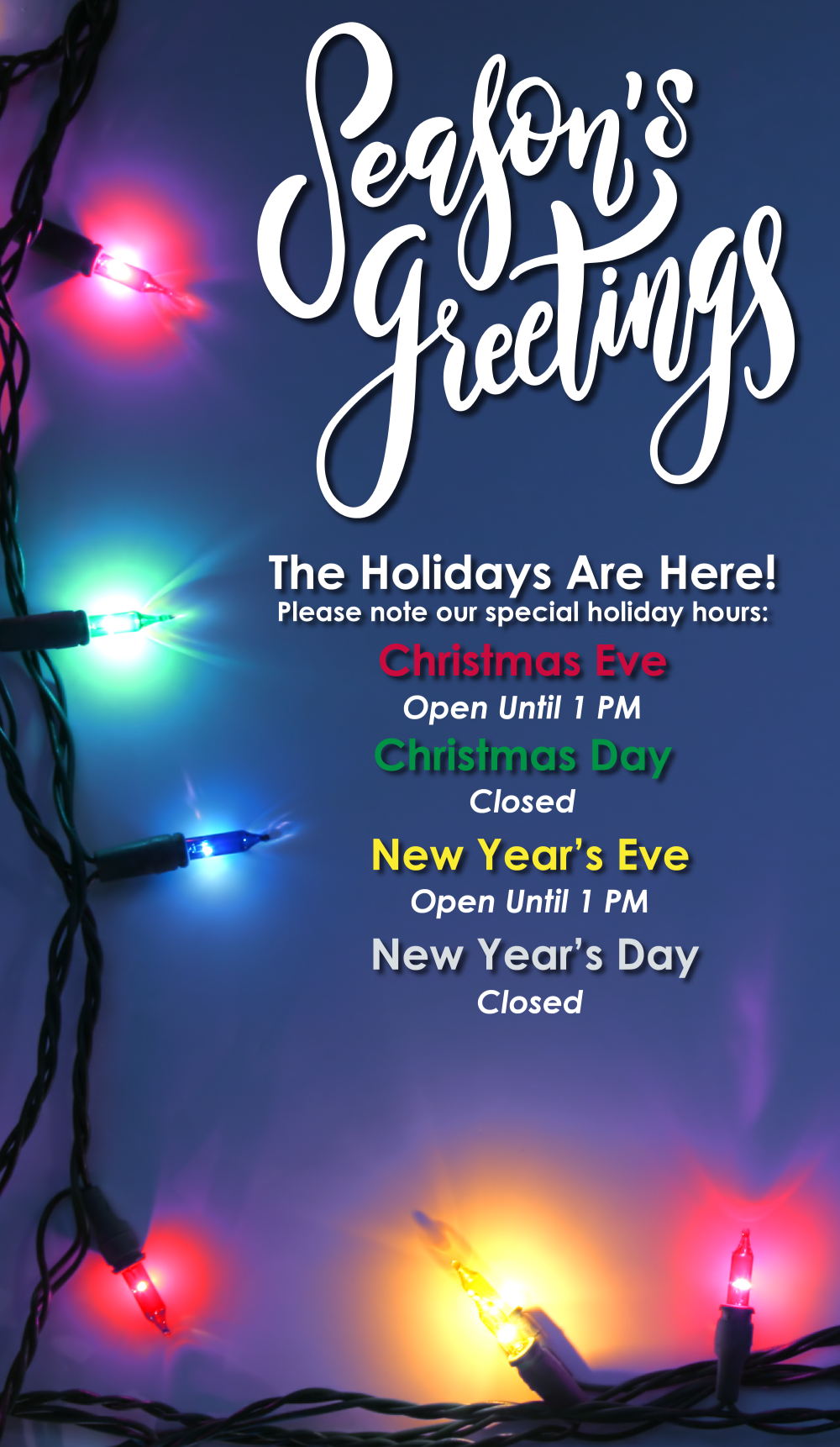 All Diamond Valley Branches Will Be Closed December 25th, 2019 and January 1st, 2020.