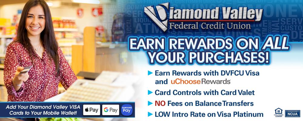 Earn Rewards on ALL your purchases with your DVFCU Visa credit card!