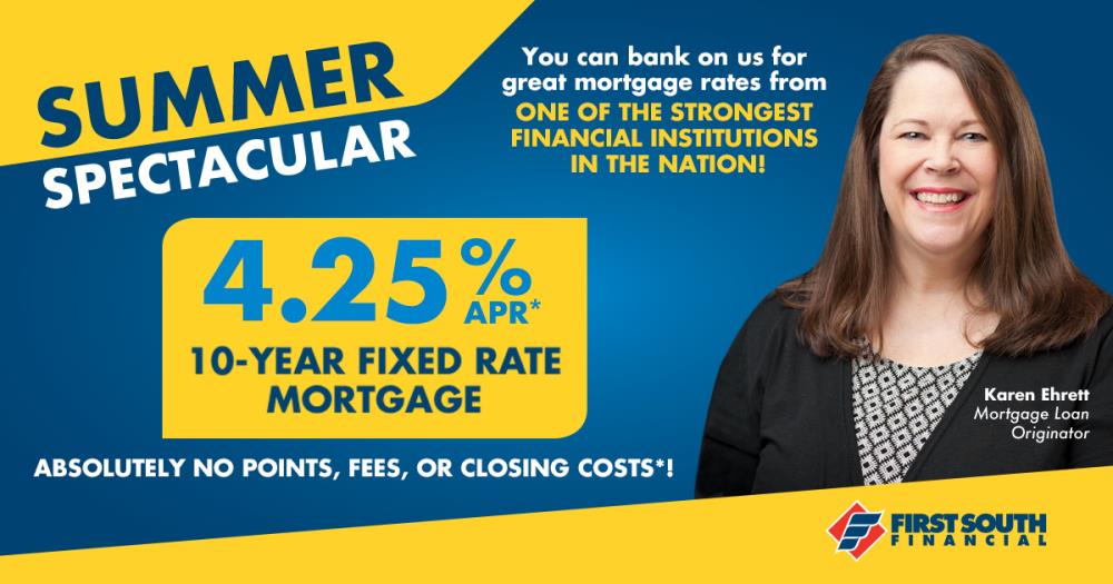 4.25% on a 10 year fixed first mortgage