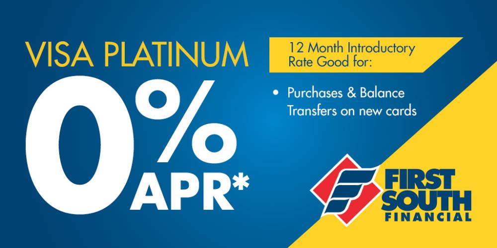 0% APR for 12 months on a Visa Platinum credit card - good for balance transfers and purchases for new cards