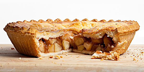 apple pie with a slice cut out