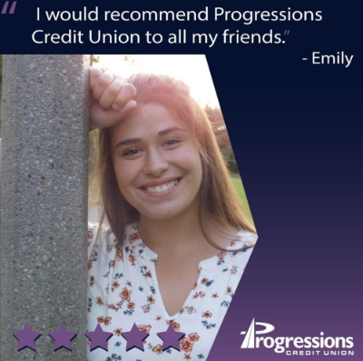 young woman smiling and leaning against a pole