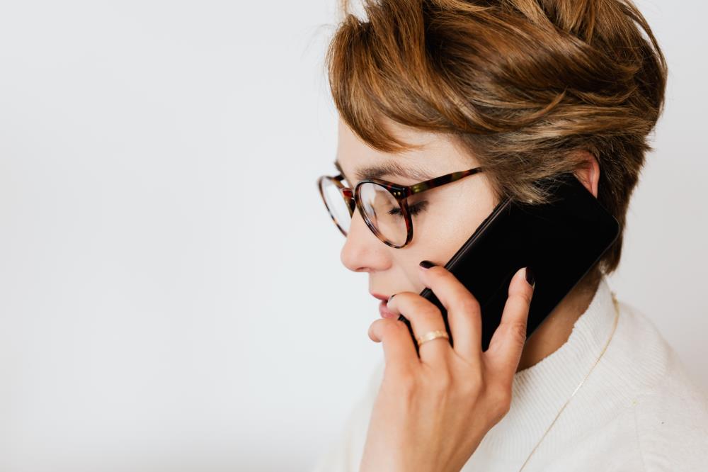 woman listening on a phone