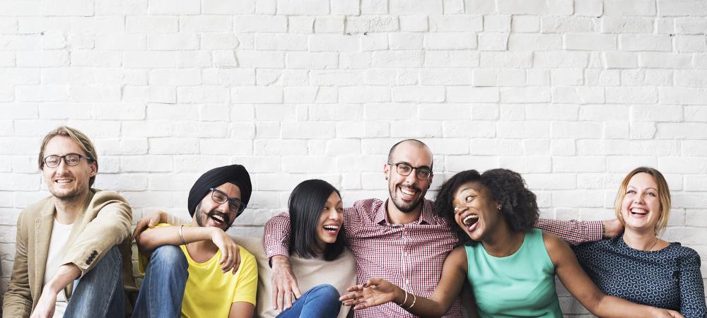 a group of cheerful friends