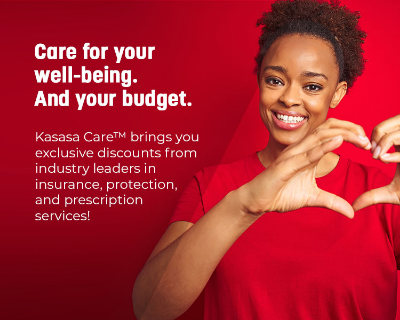 Woman with heart hands in front of a red background